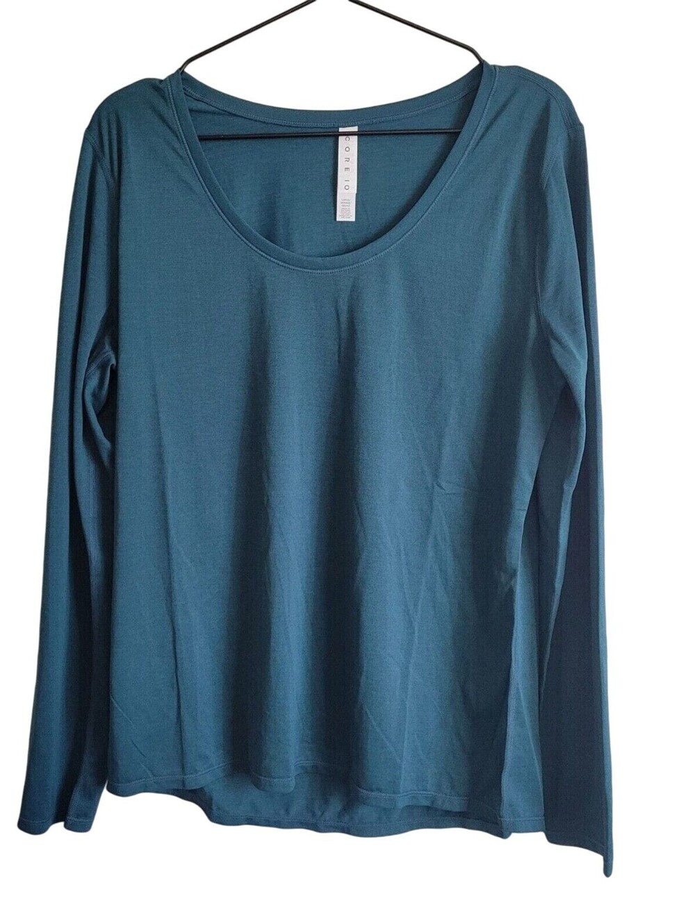 Core 10 Womens Sz L Long Sleeve T Shirt Dark Teal Blue Athletic